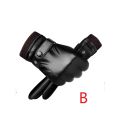 Winter Fashion Black PU Leather Gloves Male Thin Style Driving Leather Men Gloves Non-Slip Full Fingers Palm Touchscreen.