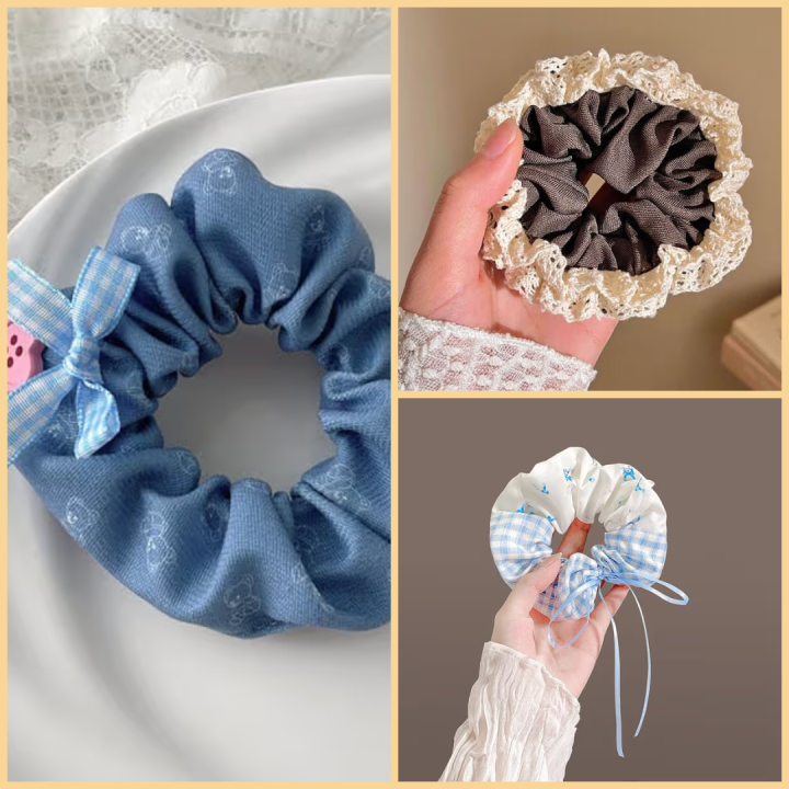 Korean 3 Piece Scrunchie Set Hair Tie - Assorted Styles