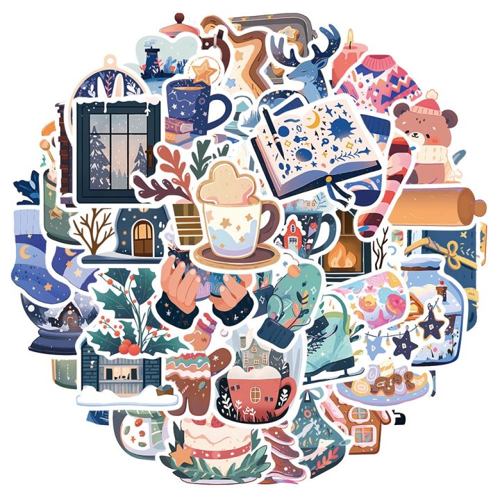 10/30/50PCS%20Cartoon%20Winter%20Christmas%20Graffiti%20Stickers%20Decals%20DIY%20Phone%20Scrapbook%20Luggage%20Helmet%20Kid%20Toy%20Cute%20Waterproof%20Sticker%20-%20Image%202