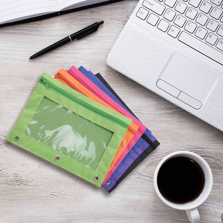 6%20Pieces%20Ring%20Binder%20Pouch%20Pencil%20Bag%20with%20Holes%203-Ring%20Zipper%20Pouches%20with%20Clear%20Window%20(6%20Colors)%20-%20Image%203