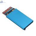 Popup card holder wallet Rfid Credit Card Holder Metal Thin Slim Smart Wallet Men Women Wallets Pop Up Minimalist Small Black Purse Mini Wallets for Men. 