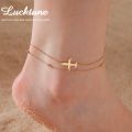 【On Sale】 Lucktune Airplane Pendant Anklet for Women Stainless Steel Plane Double Bead Chain Foot Chain Boho Summer Beach Jewelry.