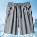 Summer thin sports straight tube loose casual shorts, ice silk quick drying 5-inch pants, floral zipper, men's large size. 