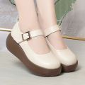 Spring Fashion Wedge Round Toe Soft Bottom Lolita Shoes Women Cute Vintage Mary Jane Shoes Chunky College Student Shoes.
