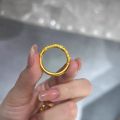 Xiaohongshu ancient Bauhinia flower curly pattern ring for women retro palace style gold carved plain ring ring for women.