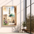 Masjid Nabawi Islamic Art Poster Watercolor Art Wall Canvas Painting Muslim Prints Living Room Mecca Art Picture Home Decor.