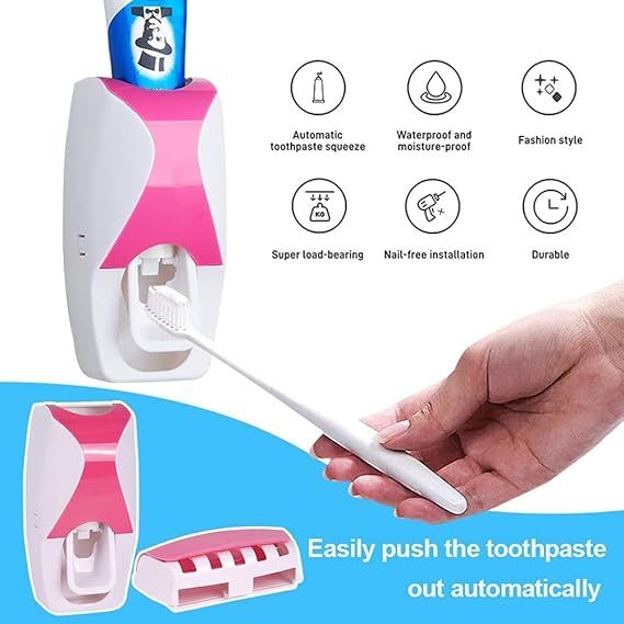 Toothpaste Dispenser and 5 Toothbrush Holder for Home Bathroom Toothbrush Holder