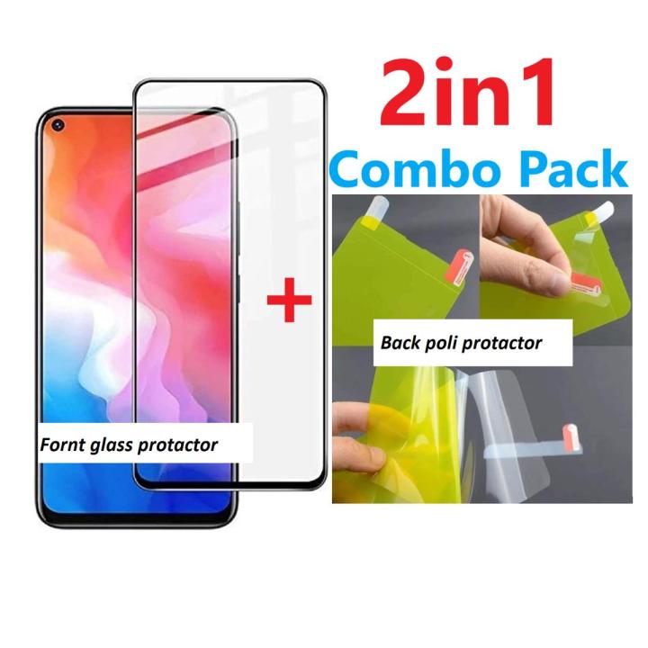 Vivo y17-2in1 Protector Combo Pack(fornt Screen Protector Glass+Back Protector Poly)