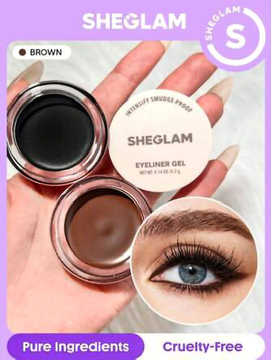 SHEGLAM Intensify Smudge-Proof Eyeliner Gel-Brown 2 Colors Long-Lasting Matte Eyeliner