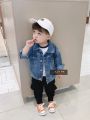 Boys girls kids winter non stretch denim jacket. 