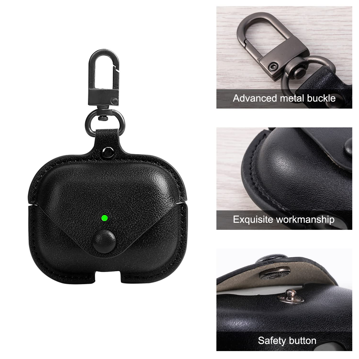 AirPods Pro 2 Magnetic PU Leather Case with Hook for Apple