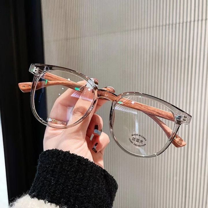 Anti%20Blue%20Light%20Student%20Women%20Glasses%20Retro%20Wooden%20Myopia%20Glasses%20Transparent%20Glasses%20Frame%20Flat%20Glasses%20Unisex%20-%20Image%202