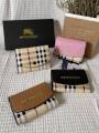 Premium Checkered Long Wallet for Women - Classic Plaid Card Holder & Purse Set - Stylish Flap Wallet with Button Closure - Multiple Colors.