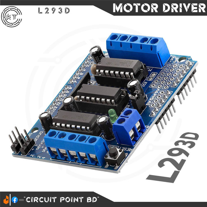 L293D Motor Driver Shield Module For RC Project-RC Car/LFR/Stepper/Servo motor Shield L293 Expansion Board 4.5-16V DC For Arduino Electronics Circuitry & Parts.