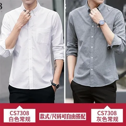 Buy%20One%20Get%20One%20Free%20Solid%20Color%20Spring%20and%20Autumn%20Youth%20Men's%20Casual%20Shirt%20Retro%20Cotton%20Shirt%20Style%20Korean%20Fashion%20-%20Image%205