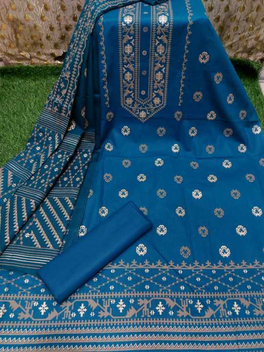 Unstitched Exclusive, Fashionable, Stylish and Comfortable, High Quality Three Piece for Women, Three Piece [3 Piece], new dress collection for women, Skin Print Cotton Three Piece For Women