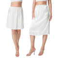 Women's Half Slips Elastic Waist Solid Color Satin Underskirt Lace Trim Skirt for Under Dresses Female Bottoming Underskirt.