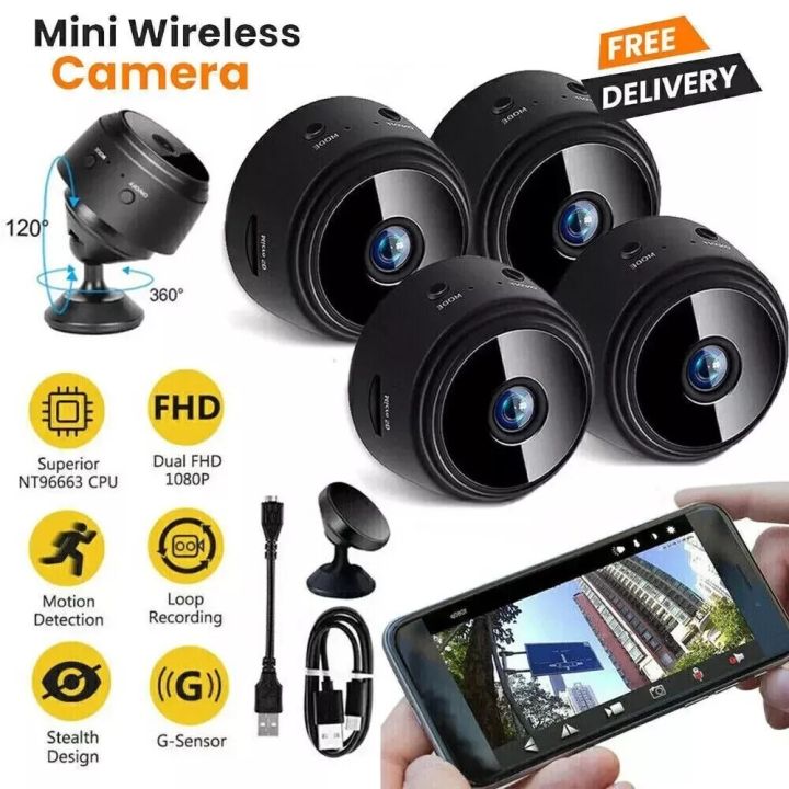 Mini WiFi Wireless Security Camera A9 – HD 1080P Night Vision, Magnetic ...