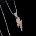 European and American full of diamonds, double-layer lightning necklace, tide men, personality, light luxury pendants, punk hip-hop accessories, long sweaters, chain women.