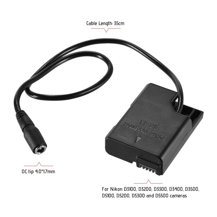 EP-5A%20DC%20Coupler%20Power%20Connector%20EN-EL14%20Dummy%20Ba-tte-ry%20Adapter%204.0*17mm%20DC%20Tip%20for%20Nikon%20D3100%20D3200%20D3300%20D3400%20D3500%20D5100%20D5200%20D5300%20D5500%20Cameras%20-%20Image%203