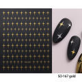Black White Star Y2K Nail Art Stickers Metallic Silver Star Nail Decals Hologram Nail Seals Korean Style Manicure Deco LEBSO-167.