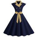 Vintage Office Lady Dresses Stand Collar Sleeveless Button Dot Dress Women Comfortable Casual Spring Summer Streetwear.