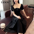 Summer New Casual Fashion Doll Collar Short Sleeve Midi Dress Female Elegant Simple A-line Vestidos Robe Femme Women's Clothing Shapewear. 