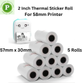 5 Pcs 57mm x 30mm Sticker For Mini Printer, Photo Print, Pocket Printer, Mobile Printer, Color Printer, Sticker Printer. 