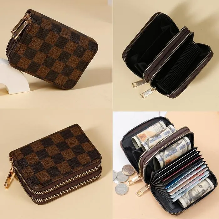 New%20double%20zipper%20wallet%20popular%20plaid%20flower%20pattern%20multi-function%20multi-card%20slot%20card%20holder%20-%20Image%203