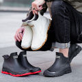 Cross-border rain boots men's short tube low-top rain boots anti-slip car wash water shoes plus fleece rubber shoes waterproof four seasons fashion water boots.
