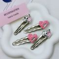 Y2K Exquisite Elegant Metal Wave Duckbill Hair Clips/ Versatile Pink Heart Rhinestone Side Bangs Hair Ornament. 