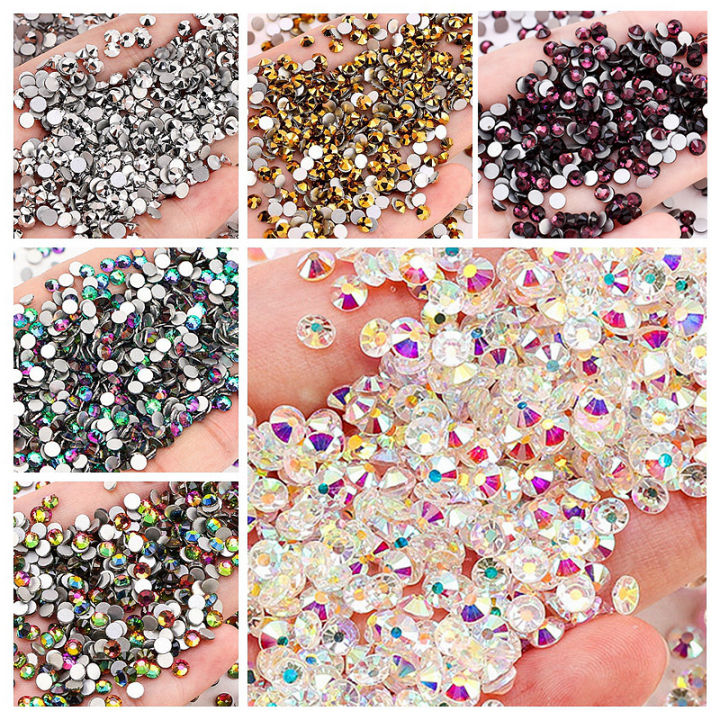 1440pcs 2mm DIY Beads Rhinestone Flat Back Bead Charm Rhinestones Glitter Beads Mystic