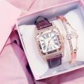 2pcs Set Luxury Business Quartz Watch Bracelet Sports Diamond Watches For Women Girl's. 