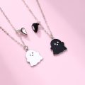 Lovecryst 2Pcs/set Cute Black and White Ghost Magnet Best Friend Necklace for Girls BFF Friendship Jewelry Gift.