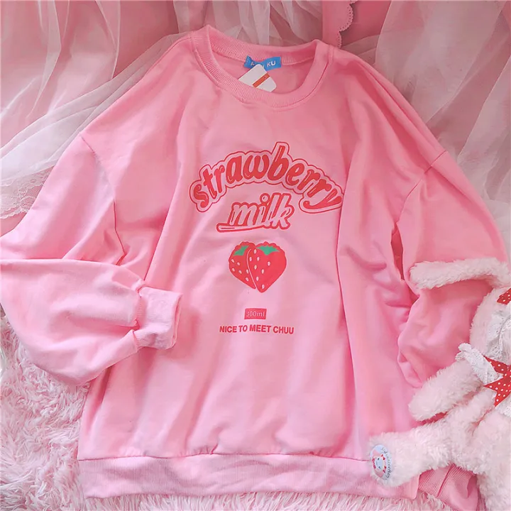 S-3XL%20Harajuku%20Kawaii%20Sweatshirt%20Strawberry%20Pink%20Sweatshirts%20Spring%20Kpop%20Korean%20Style%20Fleece%20Women%20Cute%20Top%20Outwear%20for%20Girls%20-%20Image%203