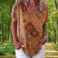 Fashion Women's T-shirt 3d Floral Print Tops Tees V Neck Short Sleeves Female Clothes Summer Large Size T Shirt Womans Clothing. 