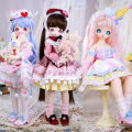 1/4 BJD Loli Doll 40cm Two-dimensional anime Girl Doll Toys With Full Outfits Clothes Wig Shoes Makeup Children Christmas Gift.