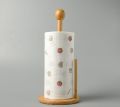 Wooden Kitchen Standing Tissue Paper Towel Roll Rack Holder Holders Toilet Roll Stand Weighted Base. 