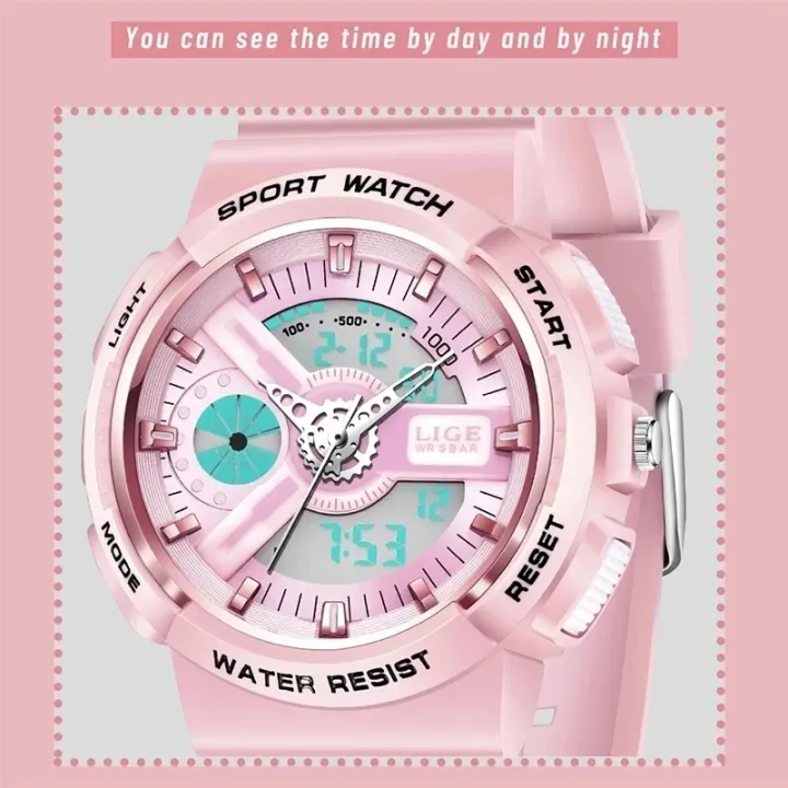 LIGE%20New%20Sport%20Women%20Quartz%20Digital%20Watch%20Creative%20Diving%20Watch%20Ladies%20Waterproof%20Alarm%20Watch%20Dual%20Display%20Clock%20Montre%20Femme%20-%20Image%202