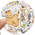 50Pcs Cartoon Cute Cat Cartoon Waterproof Sticker Skateboarding Snowboard Retro Vinyl Sticker Graffiti Notebook Sticker.