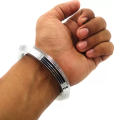Stainless Steel Silver Round Panjeb Bracelet For Men.