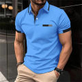 Fashion Solid Color Polo Shirt For Men Summer Lapel Short Sleeve Blouse Casual Simplicity Style Golf Wear Loose T-Shirt.