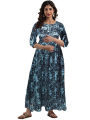 Cotton Double Zipper Maternity Kuchi Maxi For Women. 