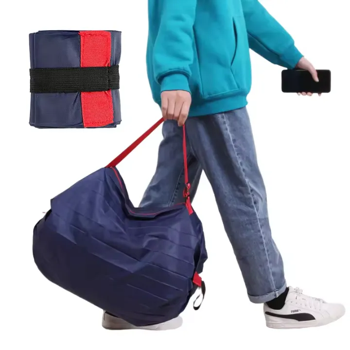 1%20Pcs%20Foldable%20Storage%20Bag%20With%20Handle%20Portable%20Travel%20Handbags%20Supermarket%20Shopping%20Reusable%20Sling%20Pouch%20Large%20Capacity%20%20Tote%20Zipper%20Bag%20-%20Image%202