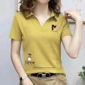 Women's Cotton Fashion Casual Polo Shirt Short-Sleeved Lapel T-shirt 2021 New Summer Loose Crop Top high quanlity blouse women. 