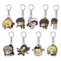 9 Styles Attack on Titan Keychain Shingeki no Kyojin Key Chain Acrylic Cartoon Pendant Accessories Keyring Anime Fans Gifts. 