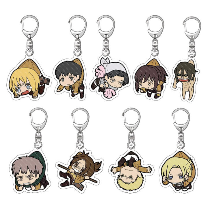 9 Styles Attack on Titan Keychain Shingeki no Kyojin Key Chain Acrylic Cartoon Pendant Accessories Keyring Anime Fans Gifts