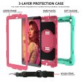 For Samsung Galaxy Tab A 10.1 T510/T515 Shockproof PC + Silicone Combination Case with Holder & Hand Strap & Shoulder Strap.