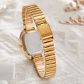 Gold Sliver Watch Women Quartz Wristwatch Simple Minimalist Square Dial Female White Dial Clock Girl Student Fashion Dress Reloj.