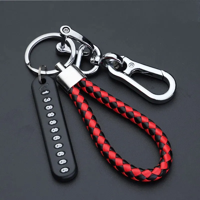 Woken Rope Keychain New 1PCS PU Leather Braided Woven Rope Anti-Lost Keychain DIY Bag ...